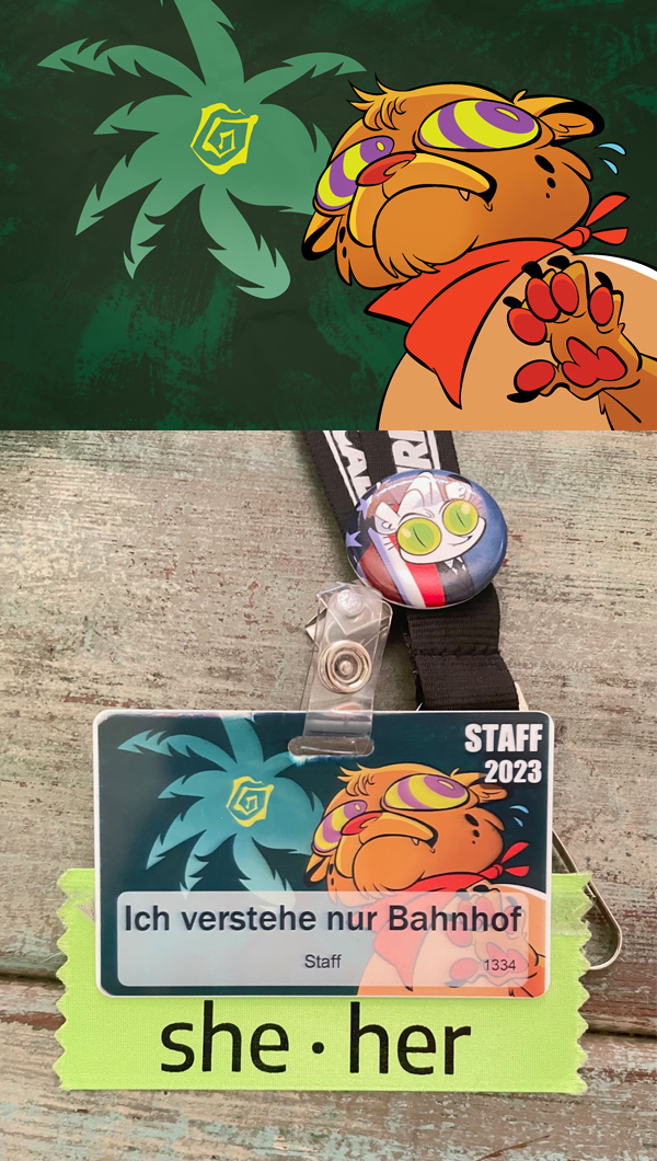 Oh, almost forgot: the con I went to has a special feature where they let you choose from multiple attendee badge designs… and I was invited to do one! (Halloween + slasher summer camp theme, featuring the cheetah mascot.)<p>NOTHING beats chatting with someone and noticing they picked your art.